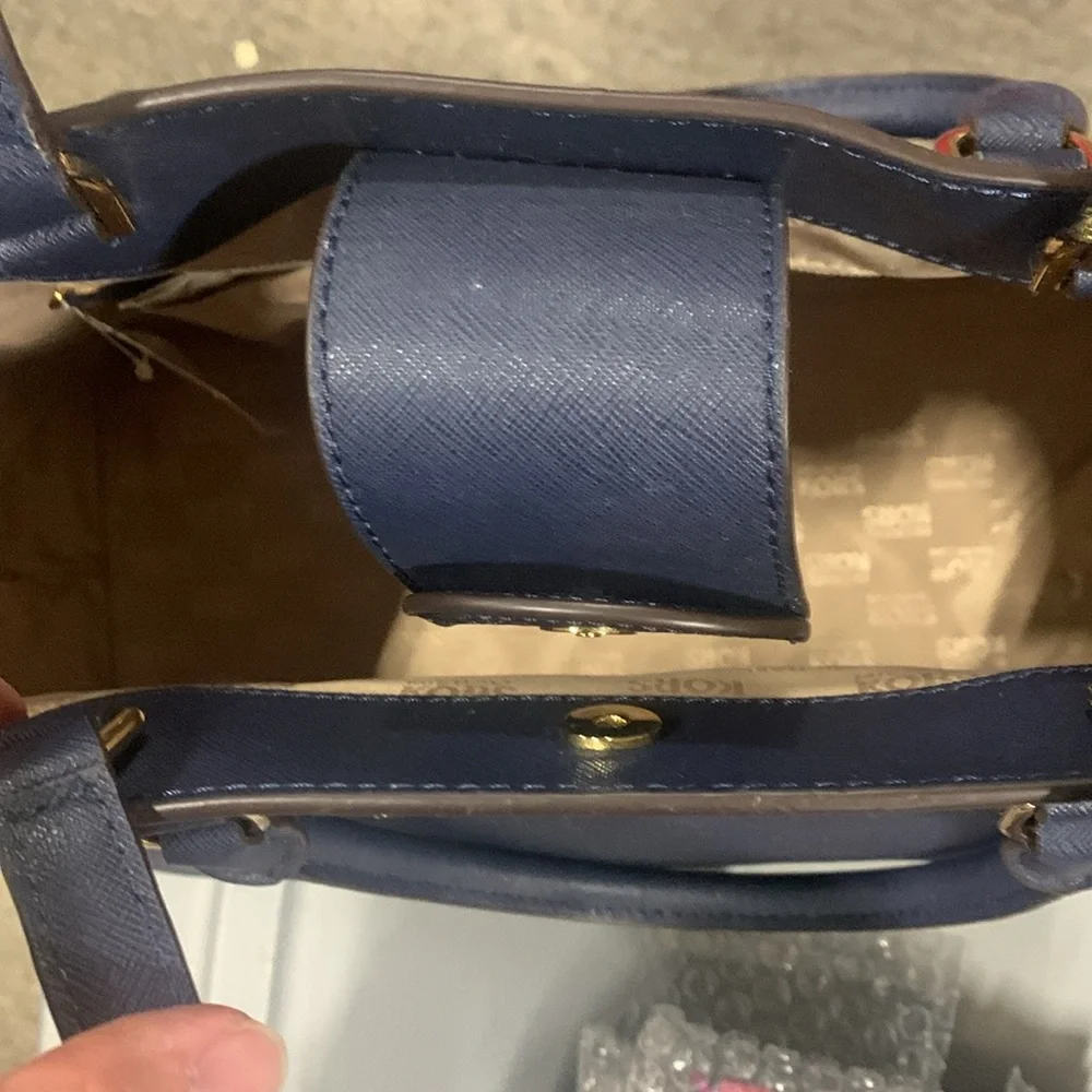 Michael Kors‎ EMMY Large DOUBLE HANDLE TOTE Leather Handbag in Navy 5220 - Picture 9 of 14